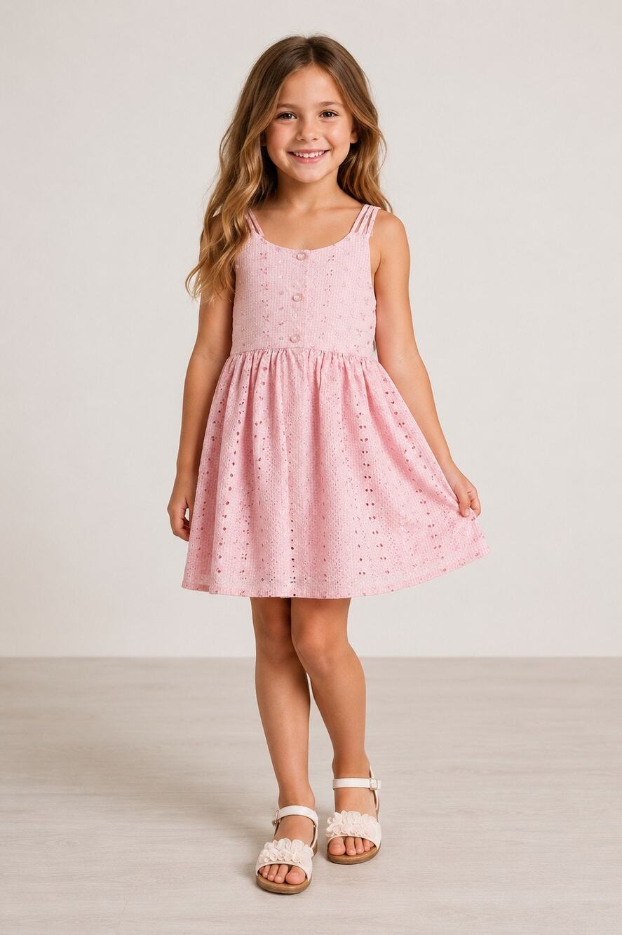 Ashley Ann Pink & White Plaid Embroidered Dress | Floral Bow Back Girls Size 6X